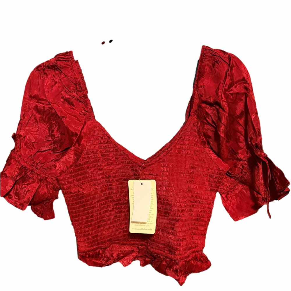 Band of the Free Burgundy Smocked Crop Top - NWT - Medium